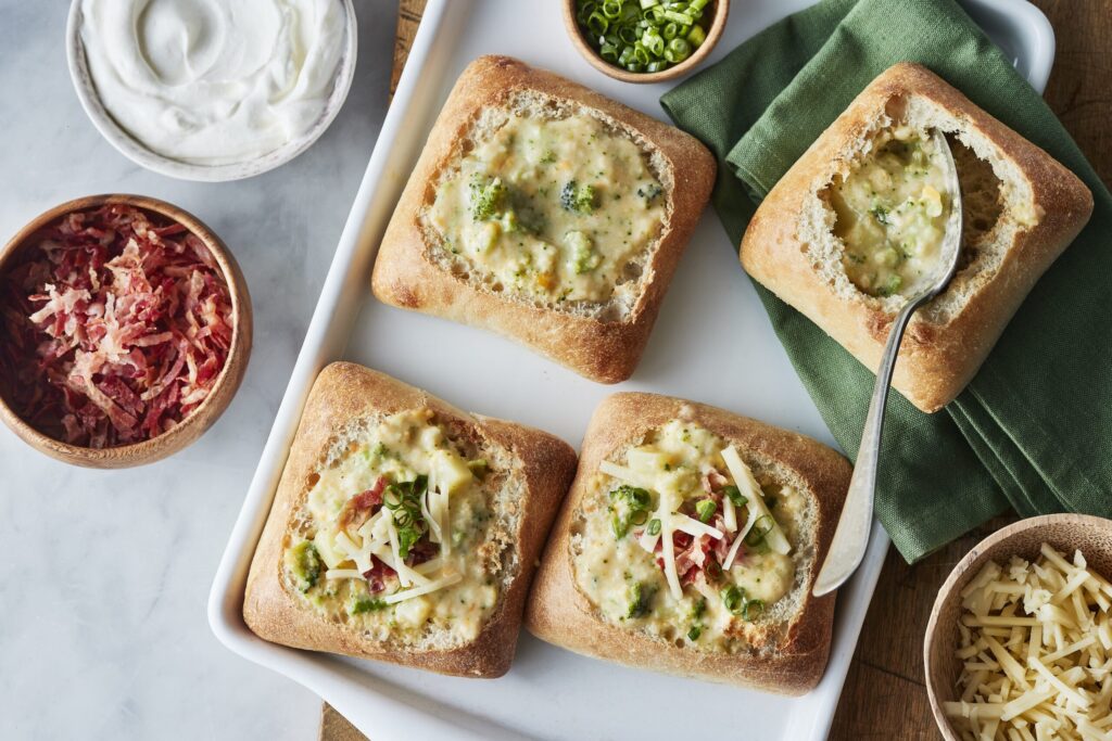 Broccoli Cheddar Soup in a Bread Bowl - Cuisine Adventures