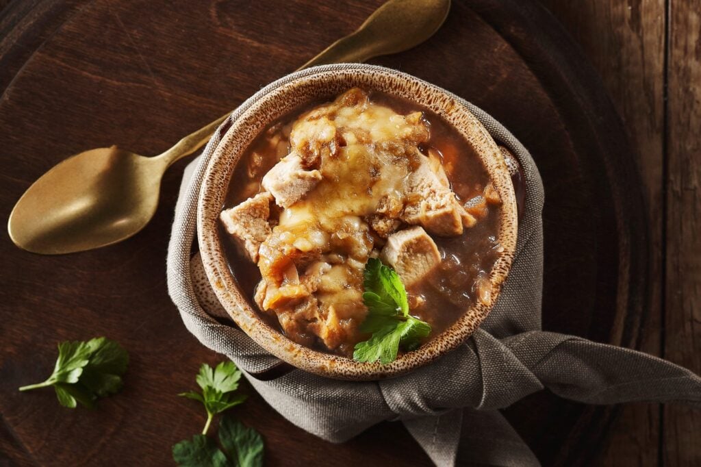 French Onion Soup With Diced Chicken - Cuisine Adventures