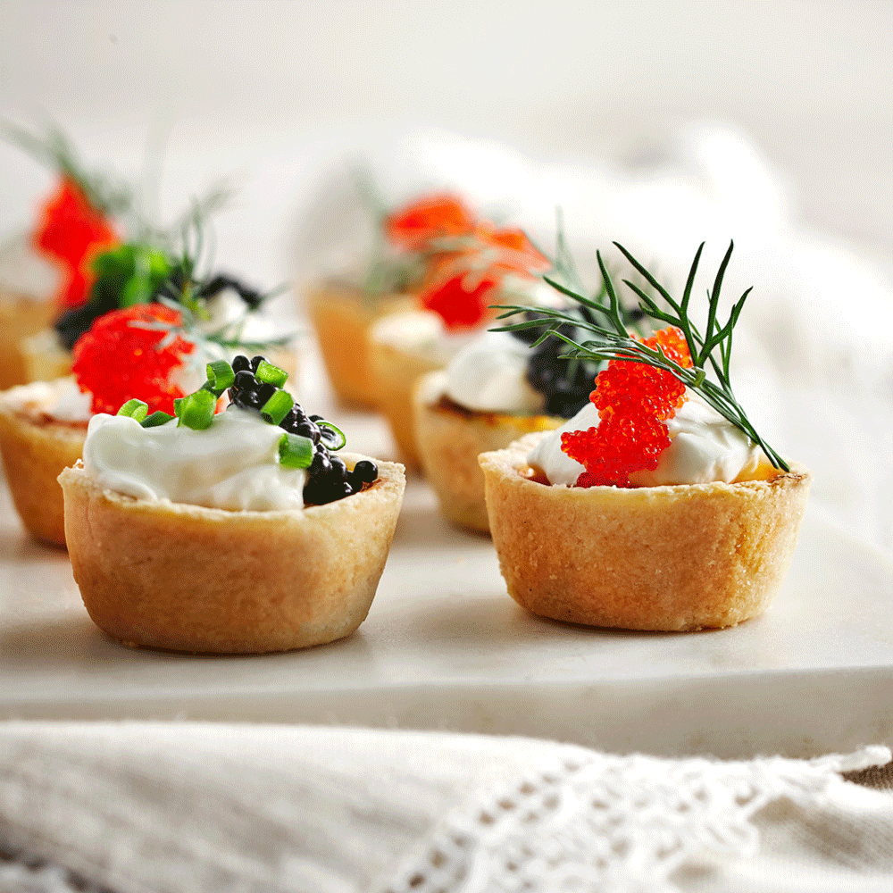 Mini Quiche with Caviar & Sour Cream - Cuisine Adventures