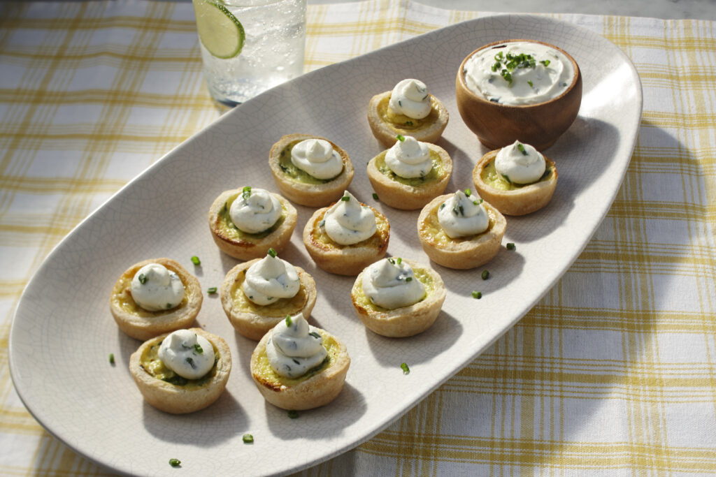Mini Quiche Topped with Whipped Herb Cream Cheese - Cuisine Adventures