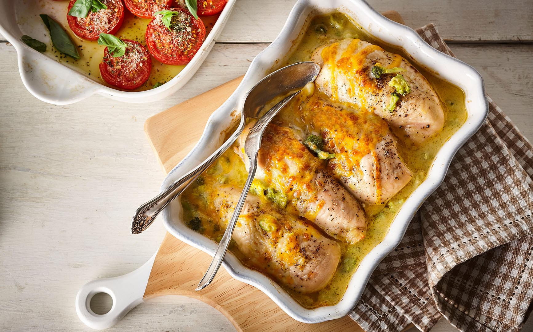 Stuffed Chicken Breasts with Broccoli Cheddar Sauce - Cuisine Adventures