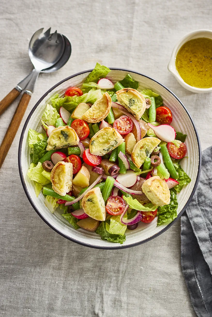 French Spring Salad with Mini Quiches - Cuisine Adventures